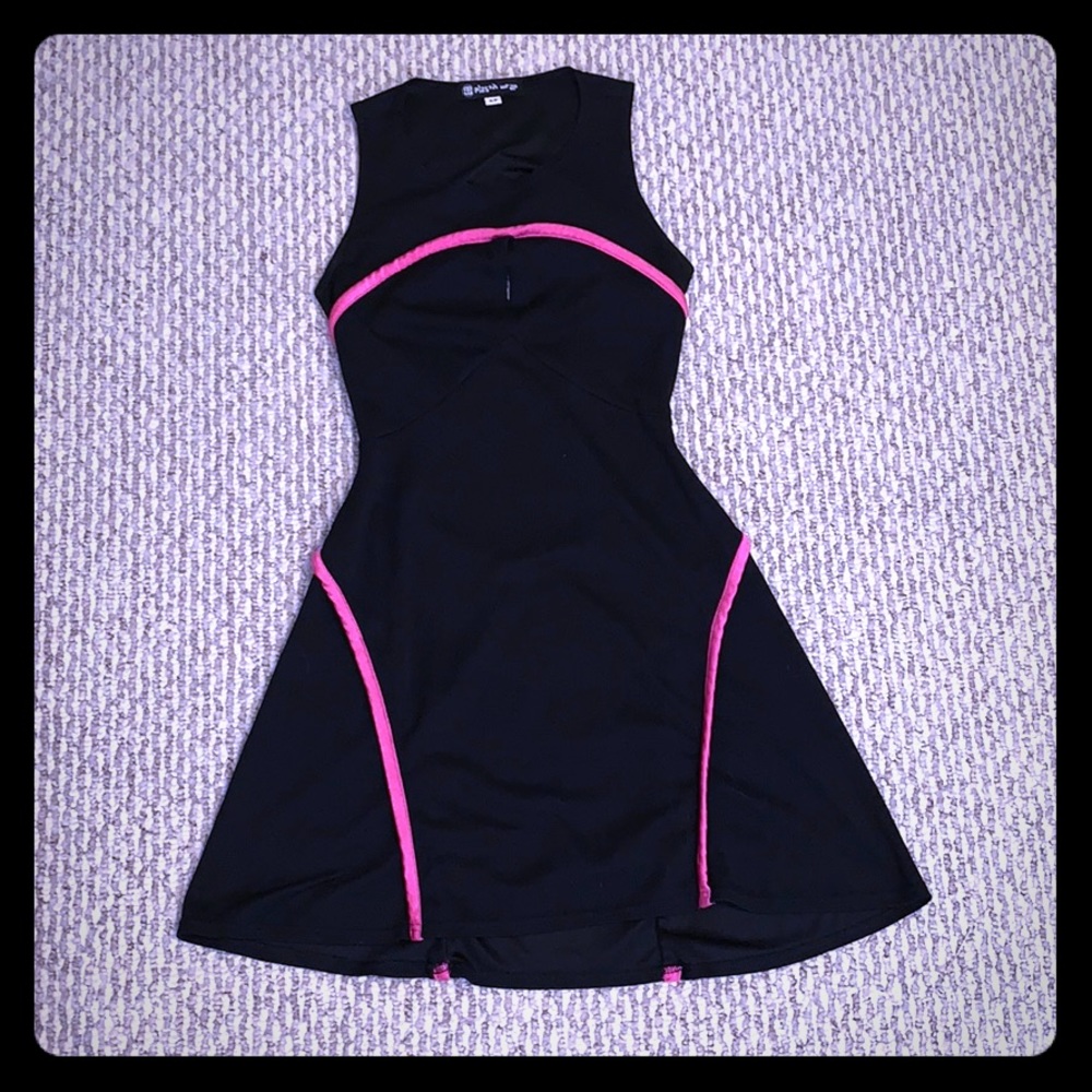 Plastik Wrap Pink & Black Tek Skater Dress S/P